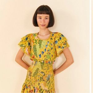 Farm Rio yellow summer garden top